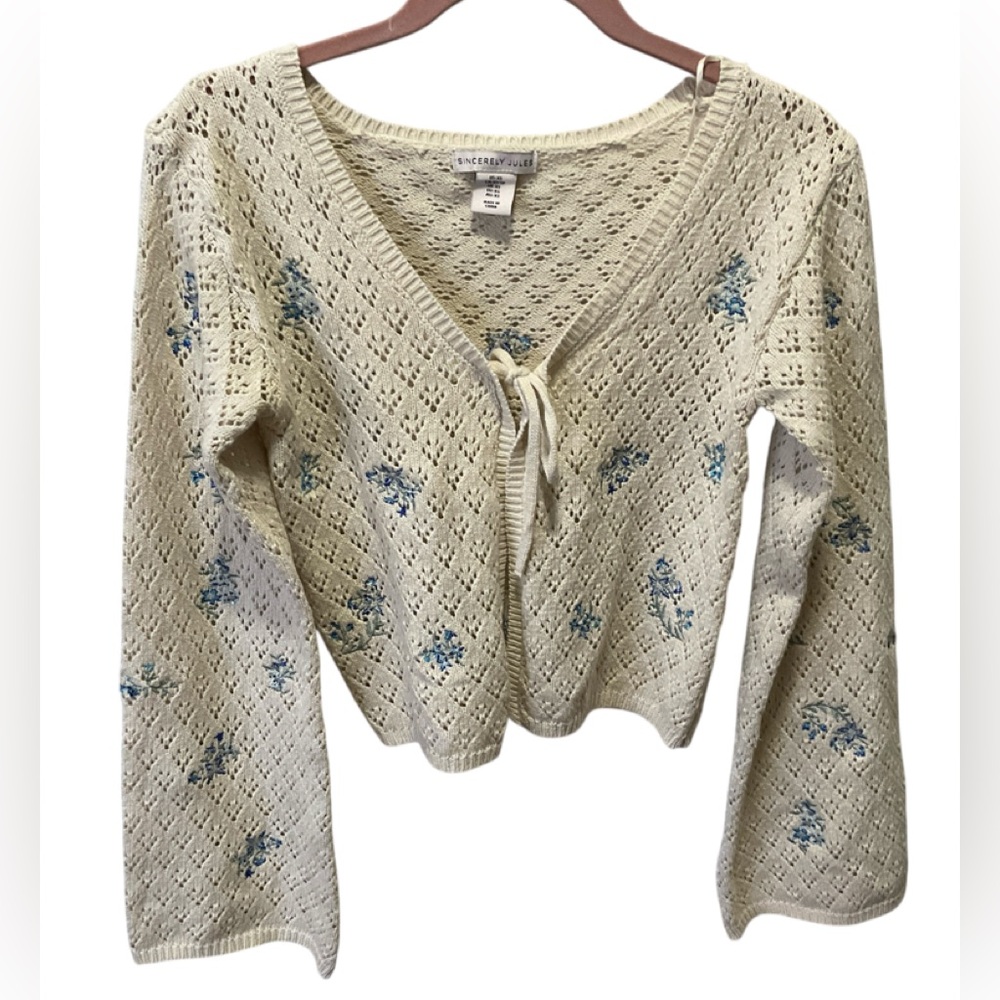 Very Cute Sincerely Jules Cream embroidered cardigan size X/sp